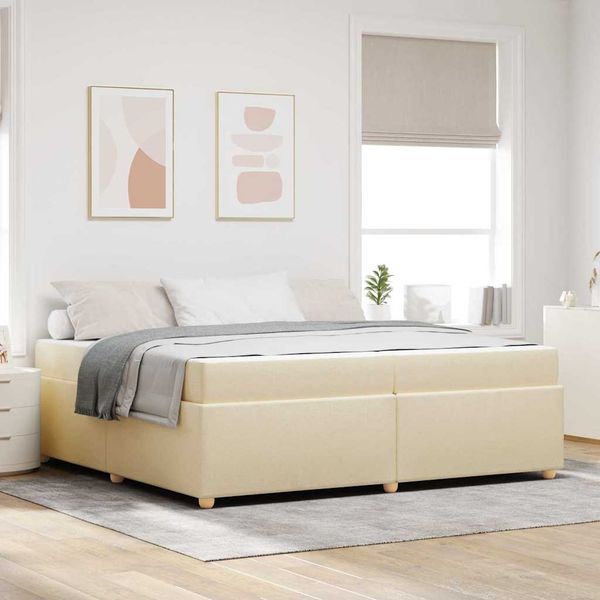 vidaXL Rám postele s matracmi Krémová 200 x 200 cm látka