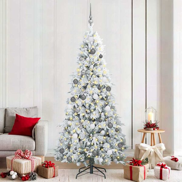 vidaXL Umelý Sklápací Vianočný Stromček Biela 210 cm PE a PVC