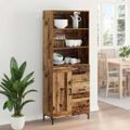 vidaXL Highboard Staré drevo 69,5 x 34 x 180 cm Kompozitné drevo