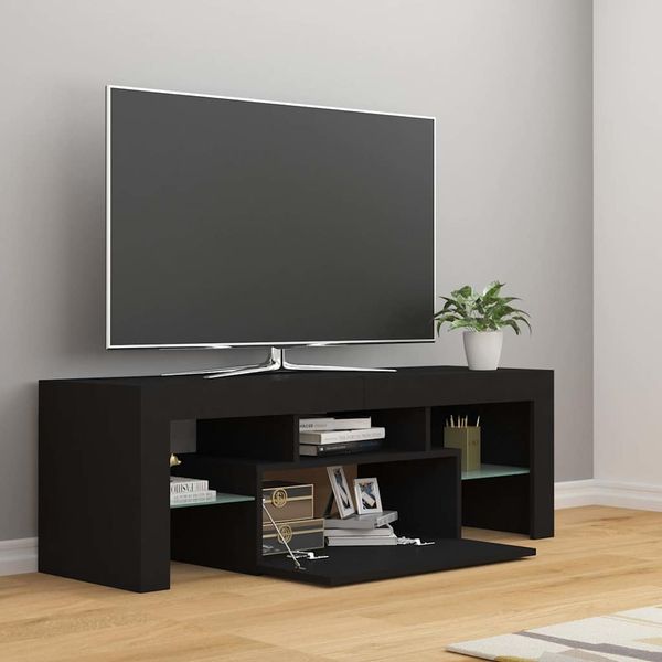 vidaXL TV skrinka s LED svetlami čierna 120x35x40 cm
