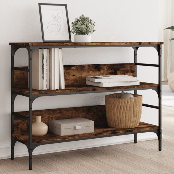 vidaXL Konzolový stolík dymový dub 100x32x75 cm kompozitné drevo