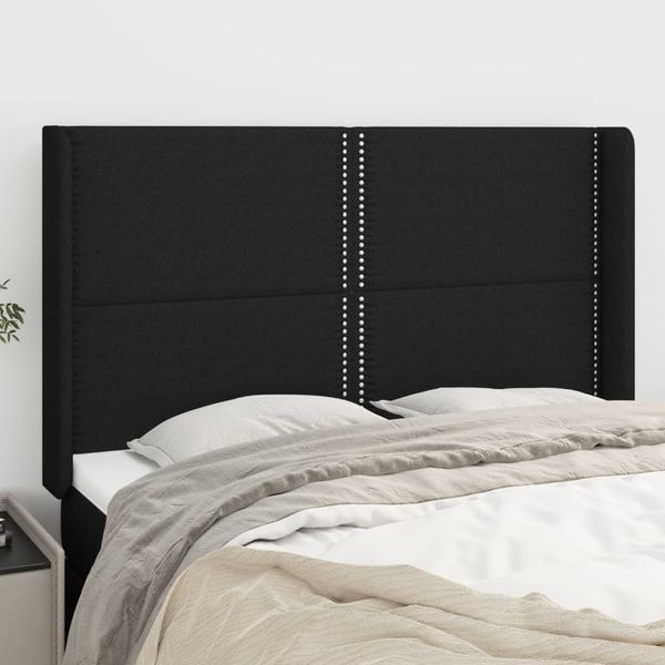 vidaXL Čelo postele so záhybmi čierne 147x16x118/128 cm látka