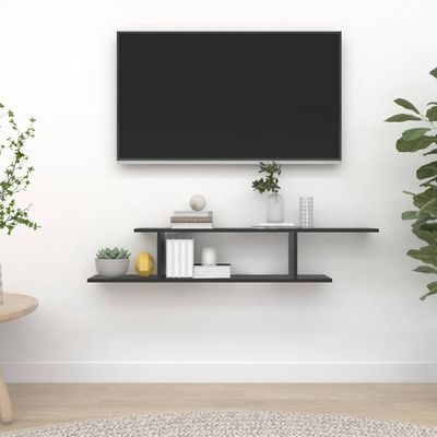 vidaXL Nástenná TV polica, čierna 125x18x23 cm, kompozitné drevo