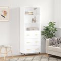 vidaXL Vysoká skrinka lesklá biela 69,5x34x180 cm spracované drevo