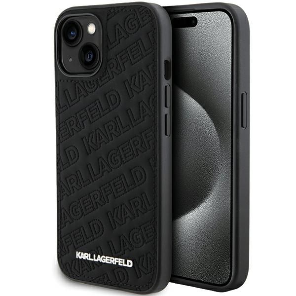 Puzdro Karl Lagerfeld pre iPhone 15 6,1" KLHCP15SPQKPMK čierna HC QUILTED K PATTERN