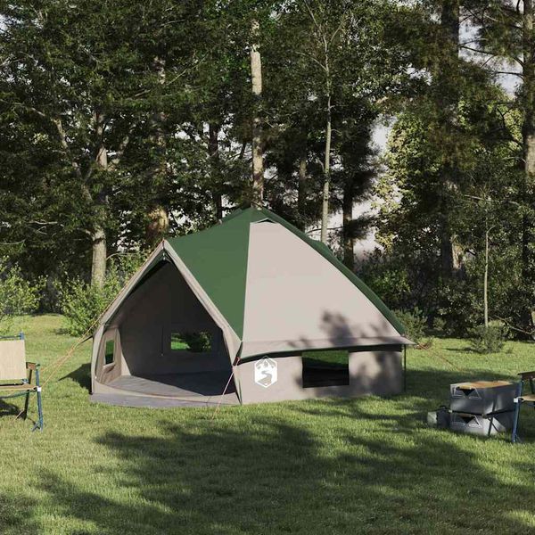 vidaXL Teepee stan pre 6 osôb Zelená a biela 431 x 366 x 185 cm