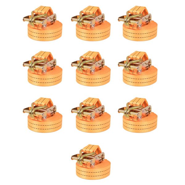 vidaXL Upínacie popruhy s račňou 10 ks, 1 tona, 6mx38mm, oranžové