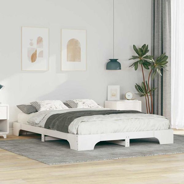 vidaXL Rám postele Biela 140 x 220 cm Masívne borovicové drevo
