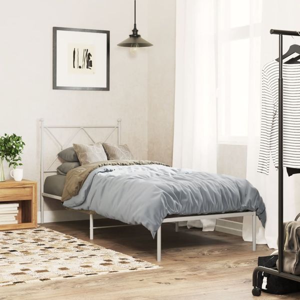 vidaXL Kovový rám postele bez matraca s čelom biely 75x190cm