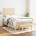 vidaXL Boxspring posteľ s matracom krémový 120x200 cm látka