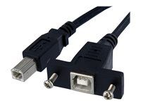 StarTech 3 ft panelový montážny kábel USB B na B - samica/samec - panelový montážny USB predlžovací kábel USB-B (samica) na USB-B samec adaptérový kábel - USB-B (samica) port (USBPNLBFBM3) - Kábel USB - USB typ B (samec) do USB typ B (samica) - USB 2.0 - 90 cm - lisovaný - čierna - pre P/N: USB2HAB10, USB2HAB15, USB2HAB30AC, USB2HAB50AC, USB2HAB6, USB2HABM1, USB2HABM6RA