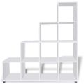 vidaXL Regál na knihy/policový regál v tvare schodov 142 cm, biely