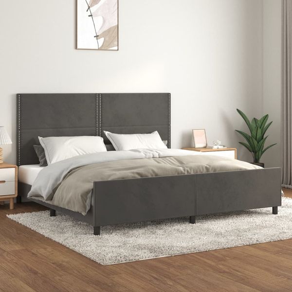 vidaXL Posteľ bez matraca tmavosivá 200x200 cm zamat