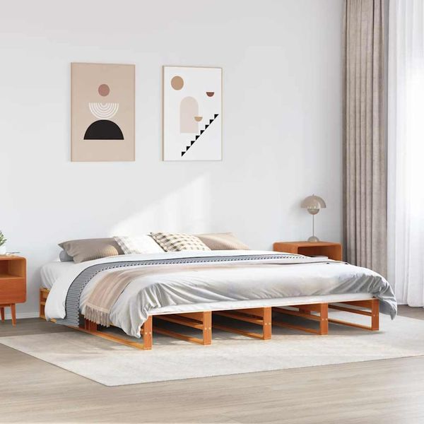 vidaXL Posteľ bez matraca voskovo hnedá 180x200 cm masívna borovica