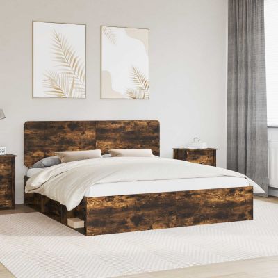 vidaXL Rám postele Dymová dub 180 x 200 cm Masívne borovicové drevo