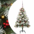 vidaXL Umelý vianočný stromček Zelená a biela 150 cm PVC, kov a plast