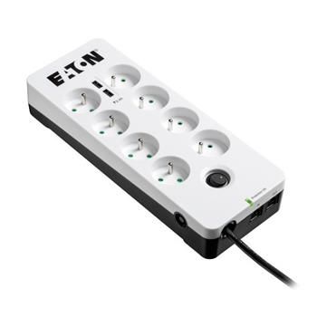 EATON přepěťová ochrana Protection Box 8 Tel@ USB FR, 8 zásuvek + 2x USB + telefon Prepetová ochrana, 8 zásuvek, Francie/Belgie, telefon, 10A, 250V, 2x USB, bílo-cerná