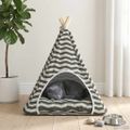 vidaXL Psí teepee s vankúšom Biela a šedá 60 x 60 x 70 cm Polyester