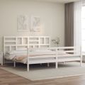 vidaXL Posteľný rám s čelom biely 200x200 cm masívne drevo