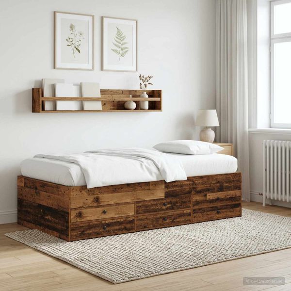 vidaXL Rám postele so skladom Staré drevo 80 x 200 cm Kompozitné drevo