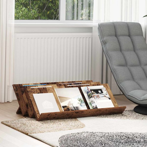 vidaXL Regál na časopisy s poličkou Staré drevo 90 x 53 x 28,5 cm