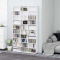 vidaXL Skrinka na CD, lesklá biela 102x23x177,5 cm, kompozitné drevo