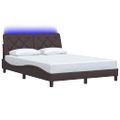 vidaXL Rám postele s LED bez matraca tmavohnedá 140x200 cm látka