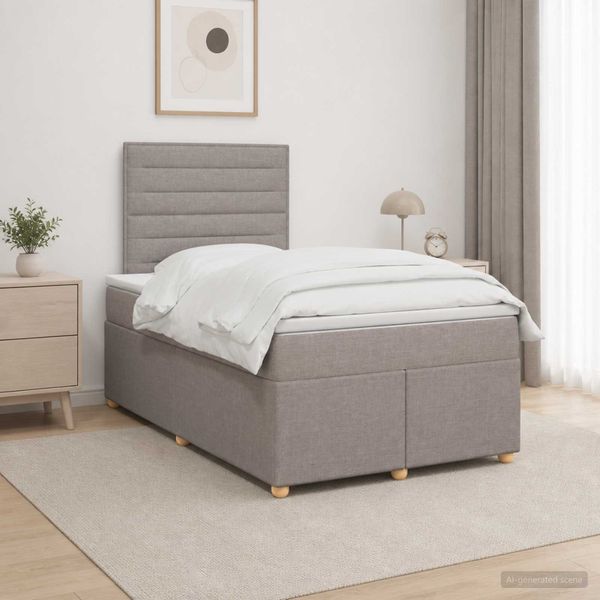 vidaXL Posteľ boxspring s matracom Sivohnedá 120 x 200 cm Látka