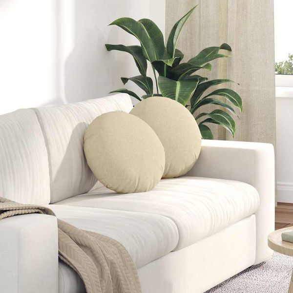 vidaXL Vankúše na sedenie 2 pcs Krémová Ø40 x 13 cm látka