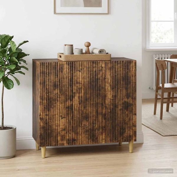 vidaXL Servírovacia skriňa Dymový dub 89 x 34,5 x 80 cm