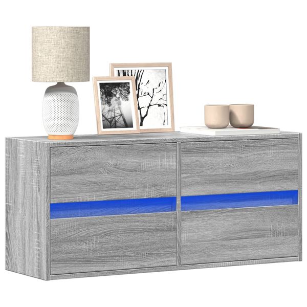 vidaXL TV nástenná skrinka s LED svetlami sivá sonoma 100x31x45 cm