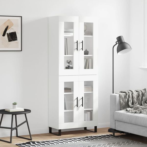 vidaXL Vysoká skrinka biela 69,5x34x180 cm spracované drevo