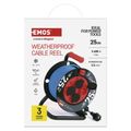 Prodlužovací kabel EMOS P08525W na bubne 25 m / 4 zásuvky / modrý / PVC / 230 V / 1,5 mm2