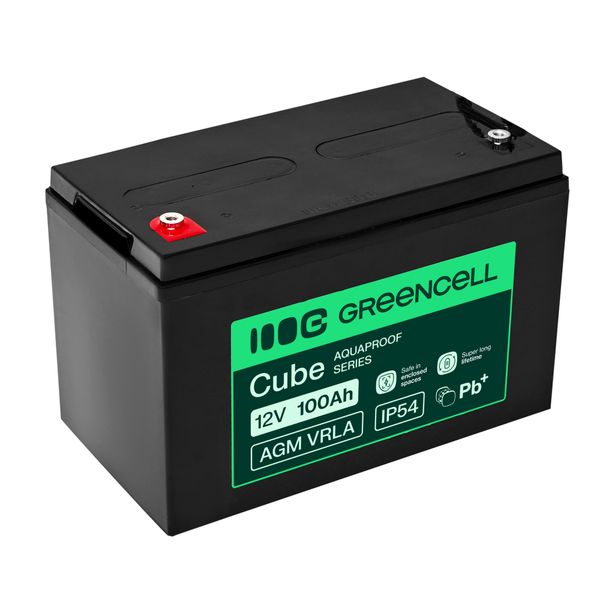 AGM12V100AH-H Green Cell AGM VRLA 12V 100Ah bezúdržbová batéria pre UPS, váhy a karavany (332×175×22