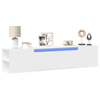 vidaXL TV nástenná skrinka s LED biela 180x31x39,5 cm
