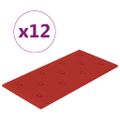 vidaXL Nástenné panely 12 ks vínovočervené 60x30 cm umelá koža 2,16 m²