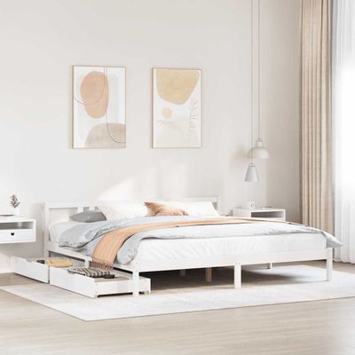vidaXL Posteľ bez matraca biela 200x200 cm masívna borovica