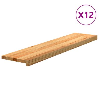 vidaXL Schodiskové stupne 12 ks svetlohnedá 110x30x2 cm dubový masív