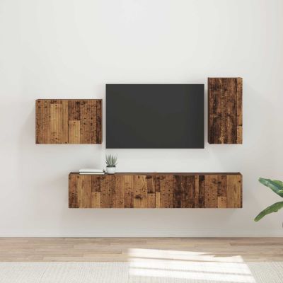 vidaXL Sada nástenného kabinetu na TV Nástenný 4 pcs Staré drevo