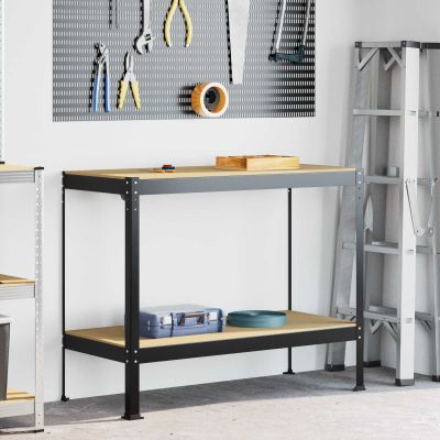 vidaXL Pracovný stôl Čierny 115 x 55 x 91 cm Spracované drevo a kov