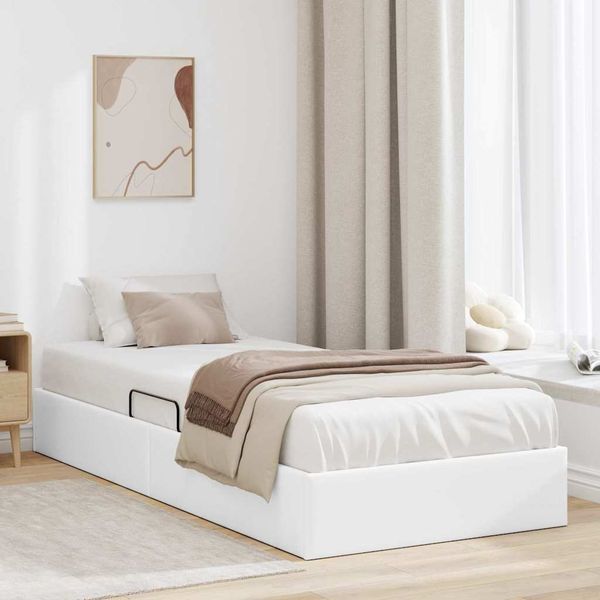 vidaXL Úložná posteľ s úložiskom Čistá biela 100 x 190 cm Umelá koža