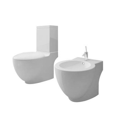 Biela keramická toaleta a bidet
