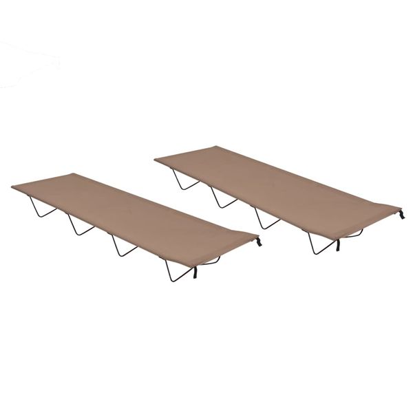 vidaXL Kempingové ležadlá 2ks 180x60x19cm, látka oxford,oceľ,sivohnedé