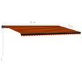 vidaXL Ručne zaťahovacia markíza s LED 600x300 cm oranžovo-hnedá