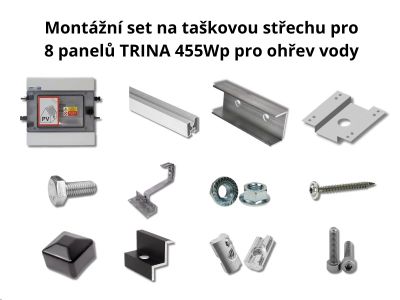 Montážny súbor na taškovú strechu pre 8 panelov TRINA 455 Wp pre ohrev vody