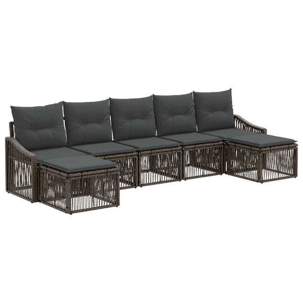 vidaXL Súprava záhradných pohoviek 7 pcs Sivá polyratan