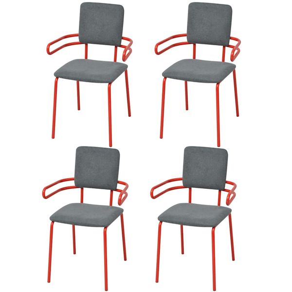 vidaXL Jedálenské stoličky 4 ks, červeno sivé, látka