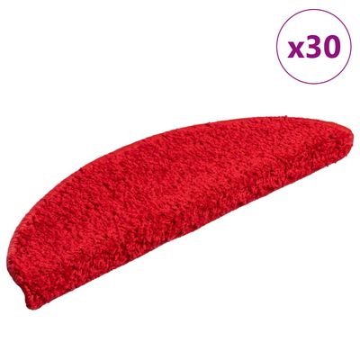 vidaXL Schodové rohože 30 ks 56x17x3 cm červené polkruhové