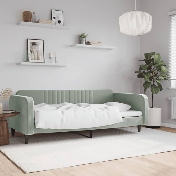vidaXL Denná posteľ bledosivá 90x200 cm zamat