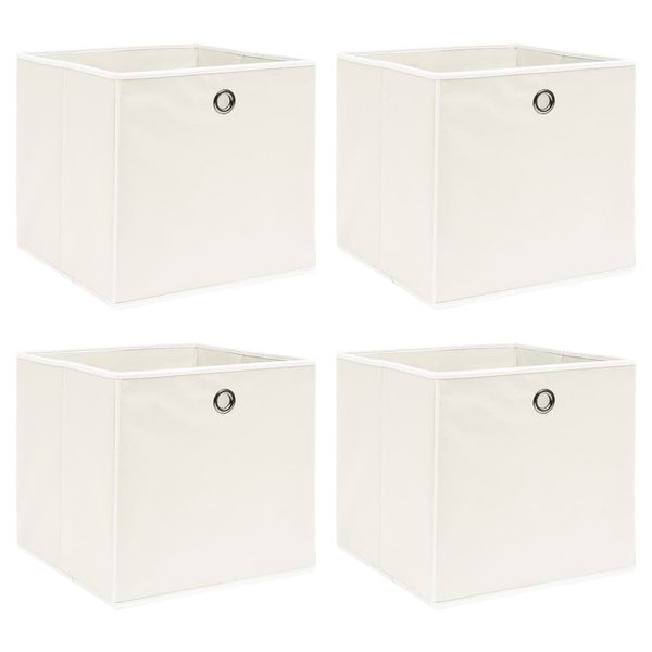 vidaXL Úložné boxy 4 ks, biele 32x32x32 cm, látka